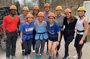 group of residents ready for a hike